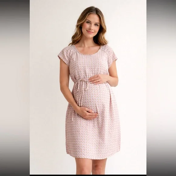 Liz Lange Maternity Dress Size Small Removable Belt Baby Girl - Picture 1 of 15